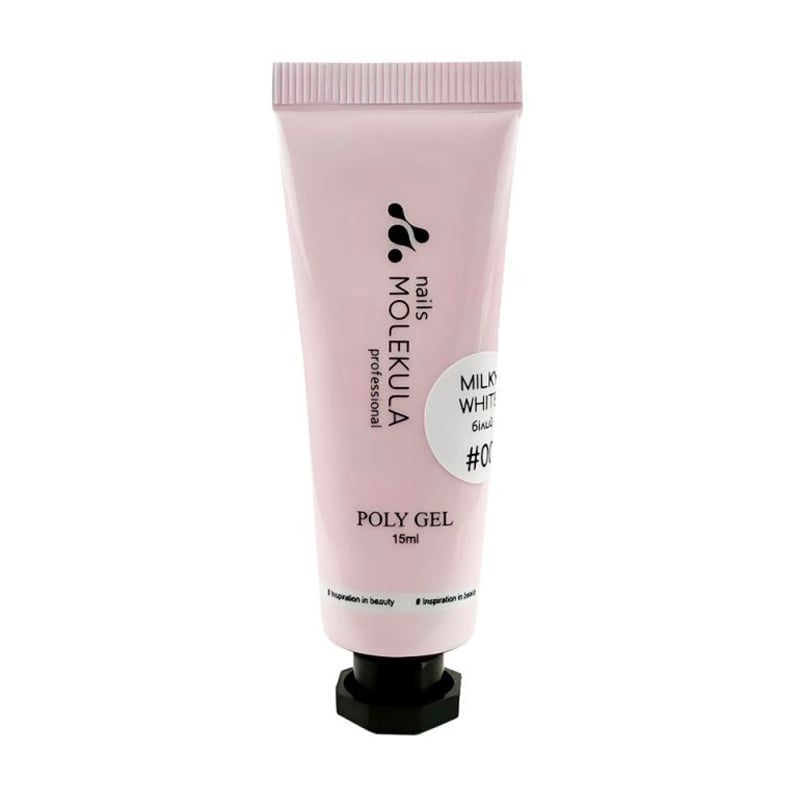 Полігель для нігтів Nails Molekula Professional Poly Gel 00 Milky White, 15 мл