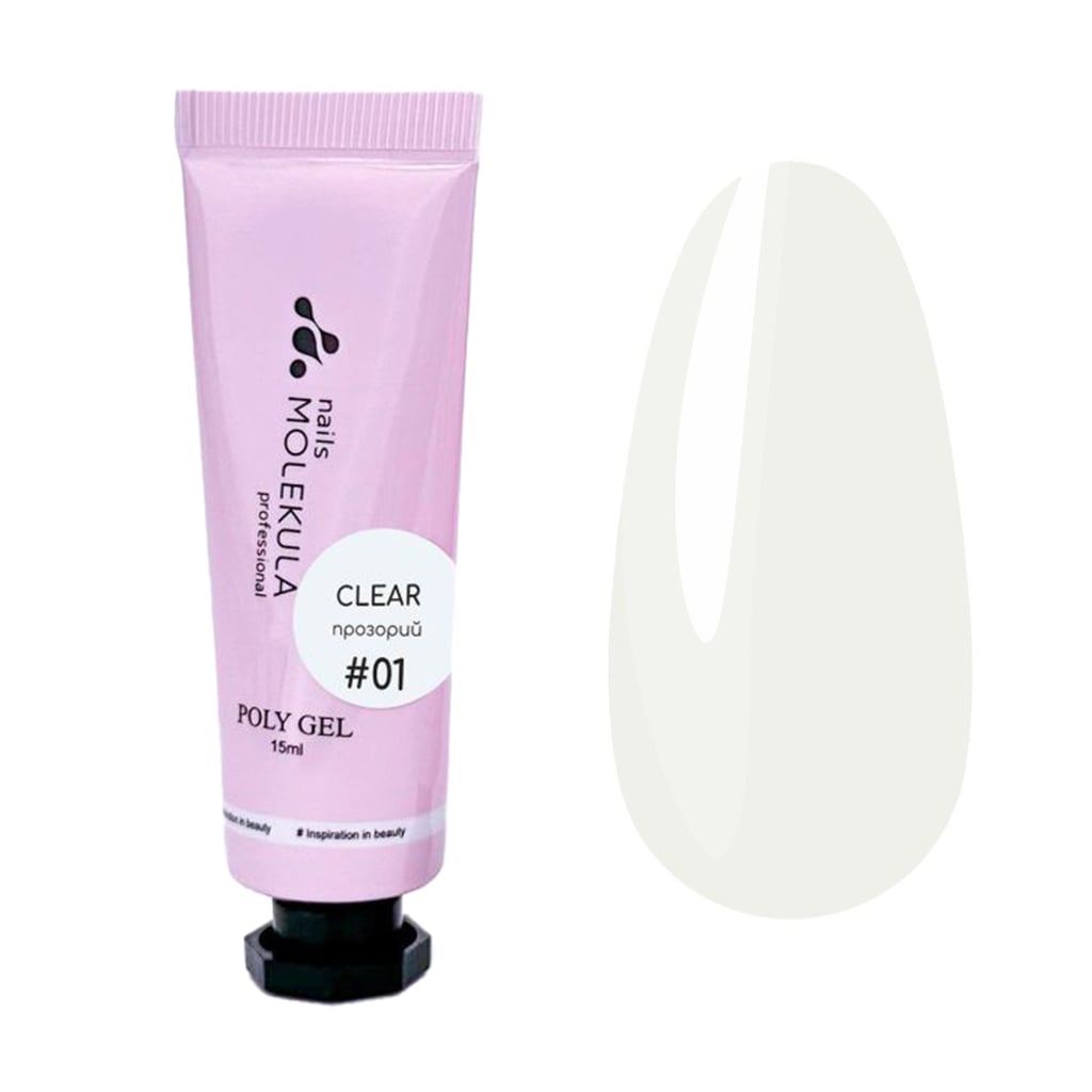 Полігель для нігтів Nails Molekula Professional Poly Gel 01 Clear, 15 мл